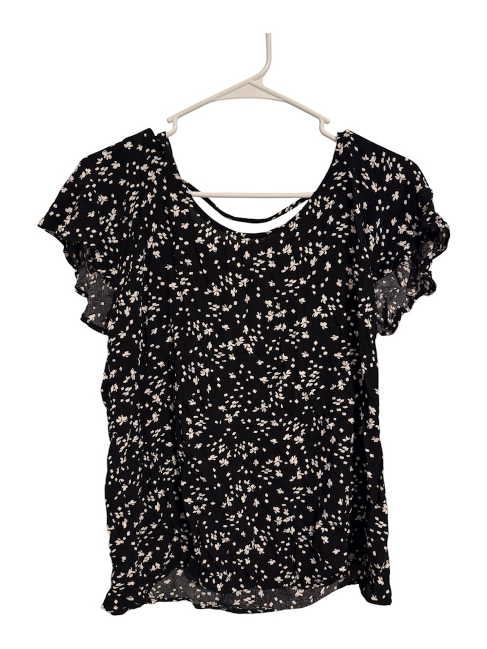 Maurice’s Women’s Black Floral Ruffle Sleeve Top